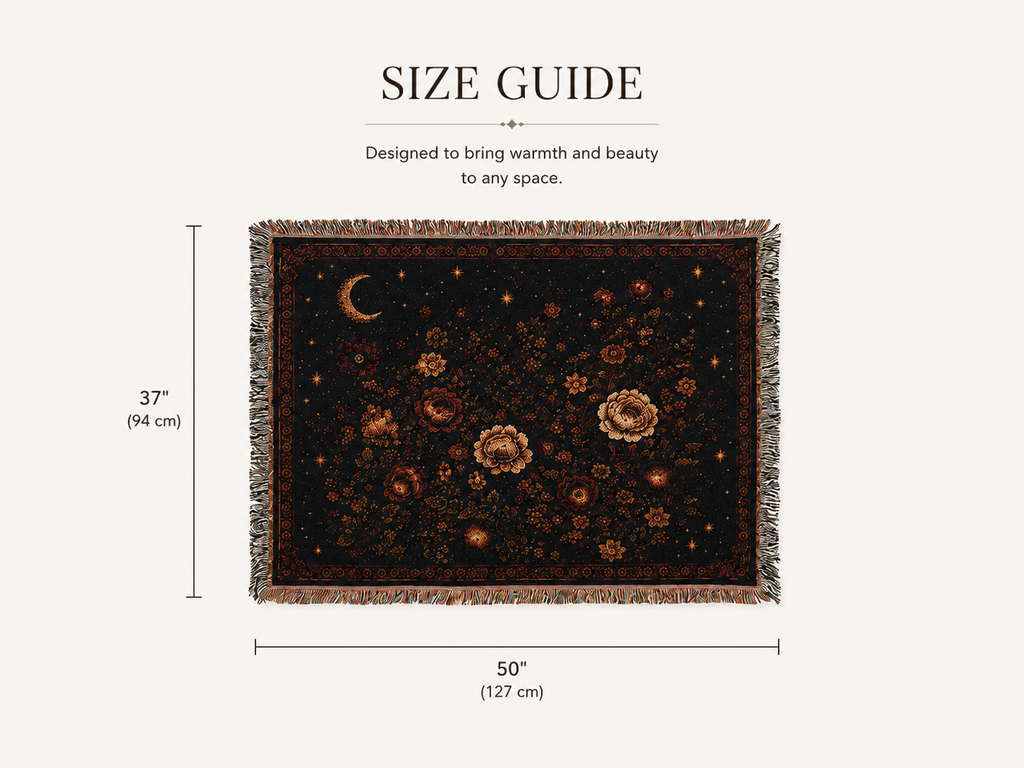 Celestial Floral Woven Blanket — Moon & Star Garden Throw