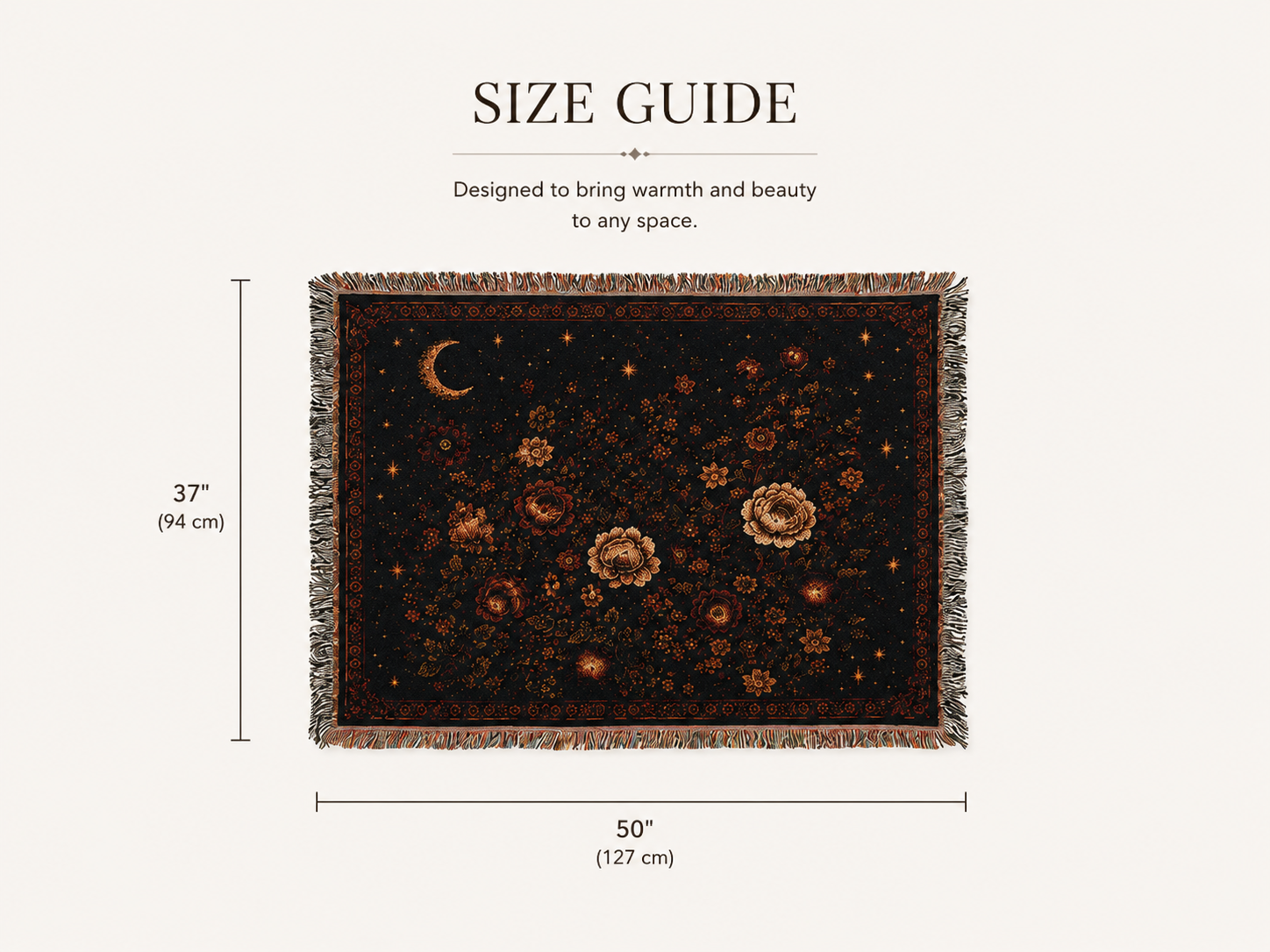 Celestial Floral Woven Blanket — Moon & Star Garden Throw